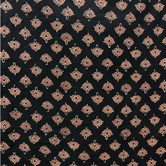 Vegetable Black Floral Hand Block Printed Fabric