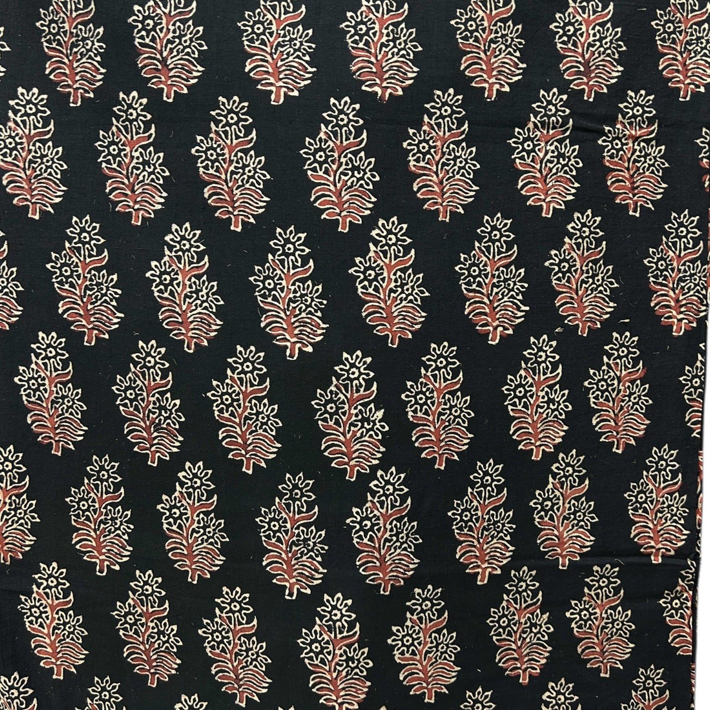 Vegetable Black Floral Hand Block Printed Fabric