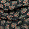 Vegetable Black Peacock Motif Hand Block Printed Fabric
