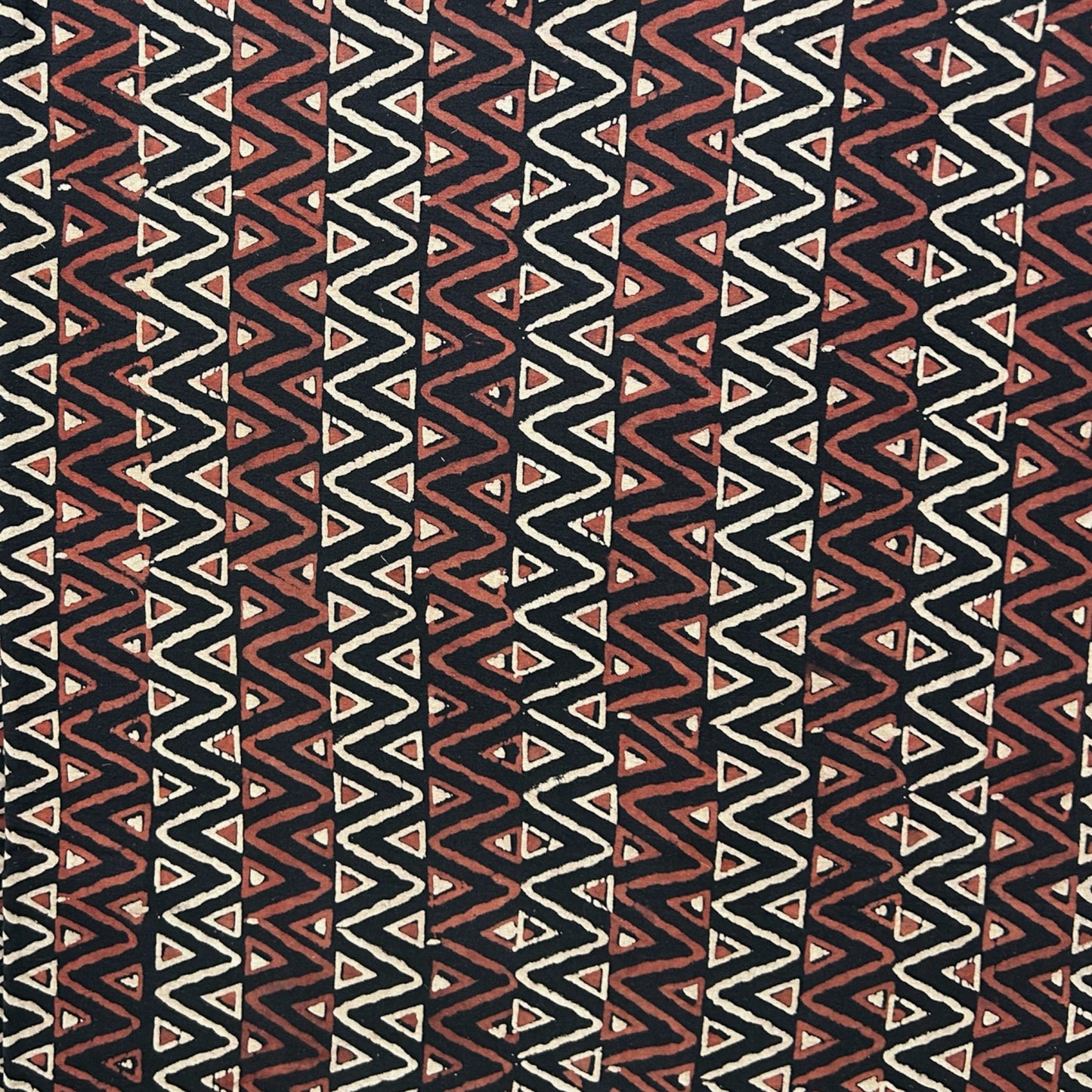 Vegetable Black Geometric Hand Block Printed Fabric