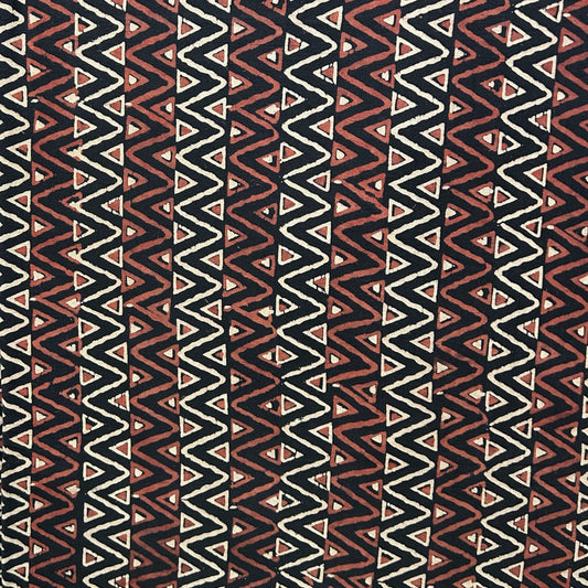 Vegetable Black Geometric Hand Block Printed Fabric