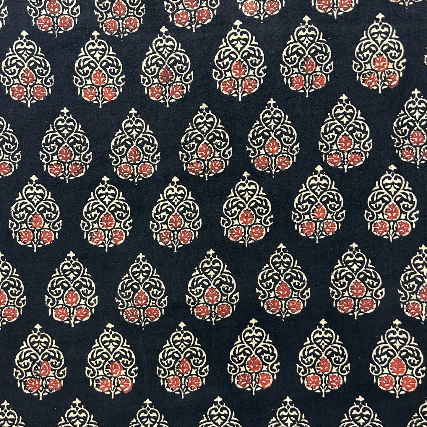Vegetable Black Floral Hand Block Printed Fabric