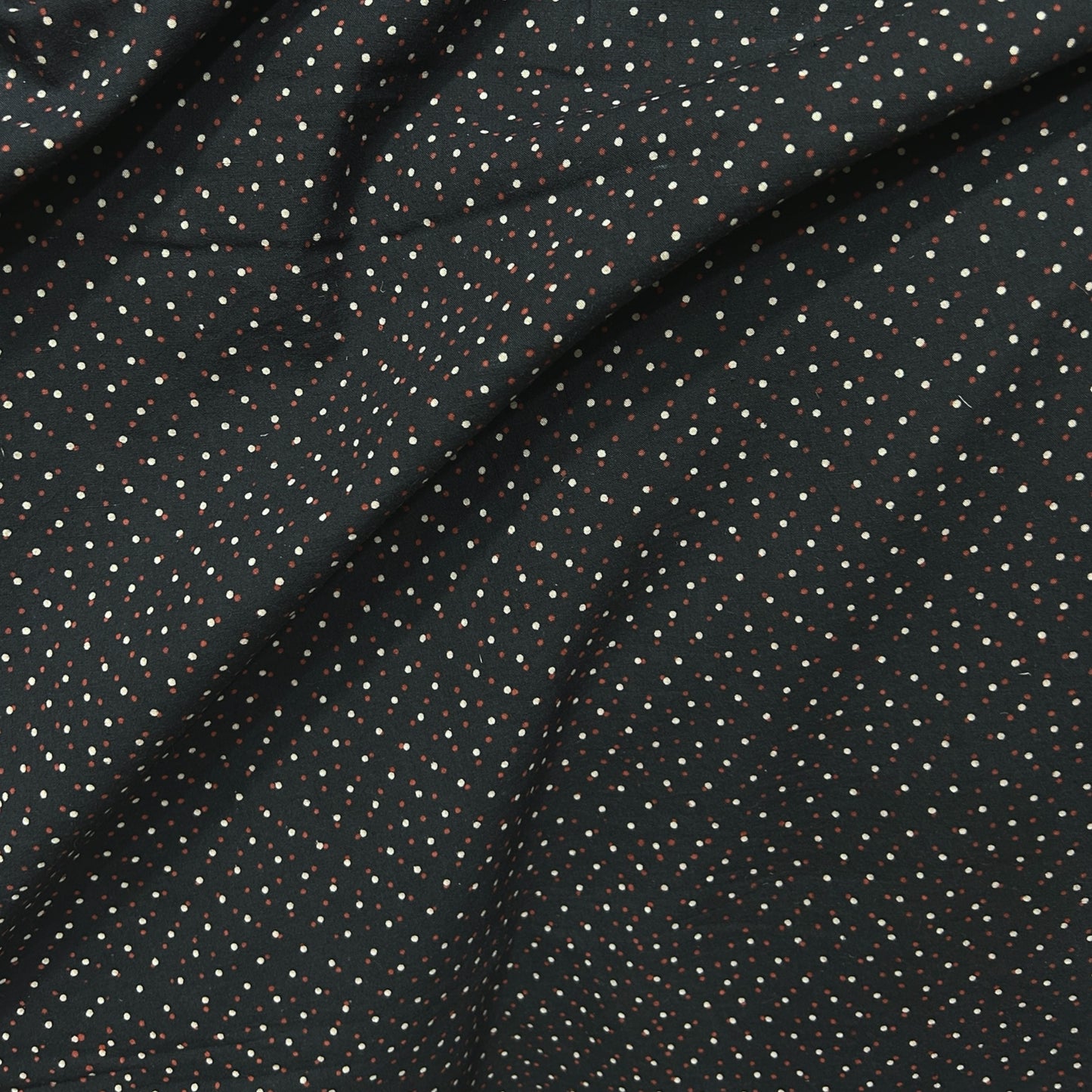 Vegetable Black Dots Hand Block Printed Fabric
