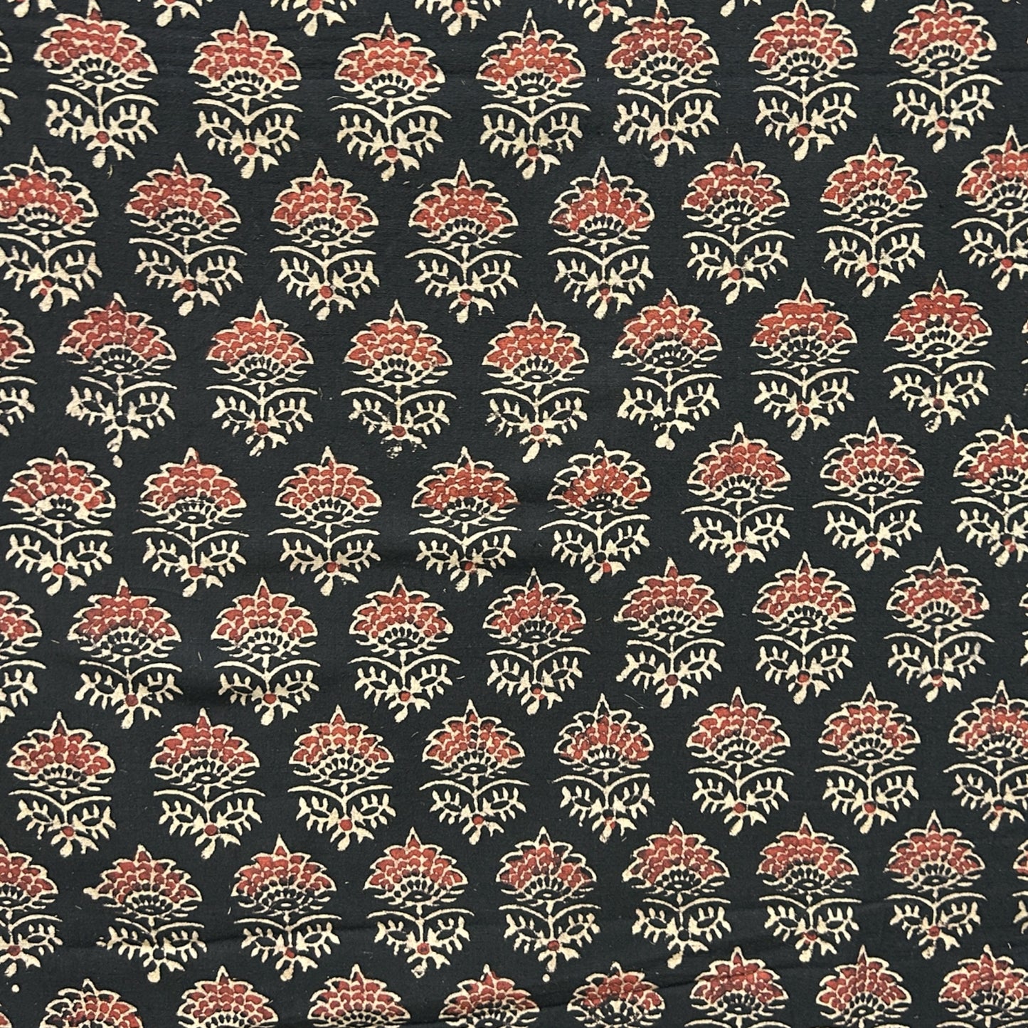 Vegetable Black Floral Hand Block Printed Fabric