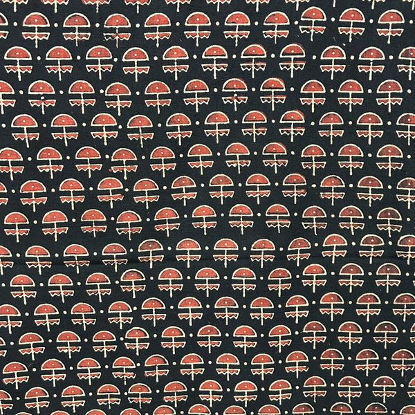 Vegetable Black Floral Hand Block Printed Fabric