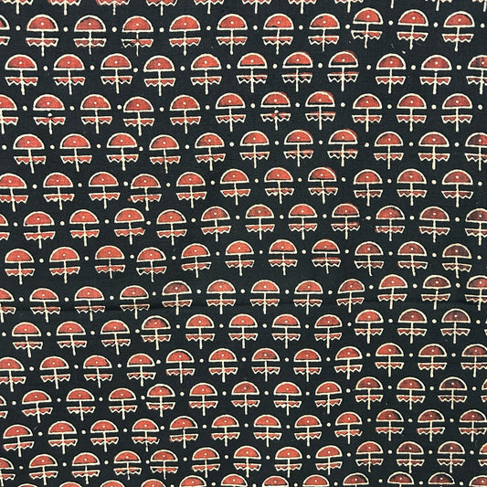 Vegetable Black Floral Hand Block Printed Fabric