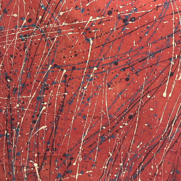 Ajrakh Red Brush Hand Block Printed Fabric