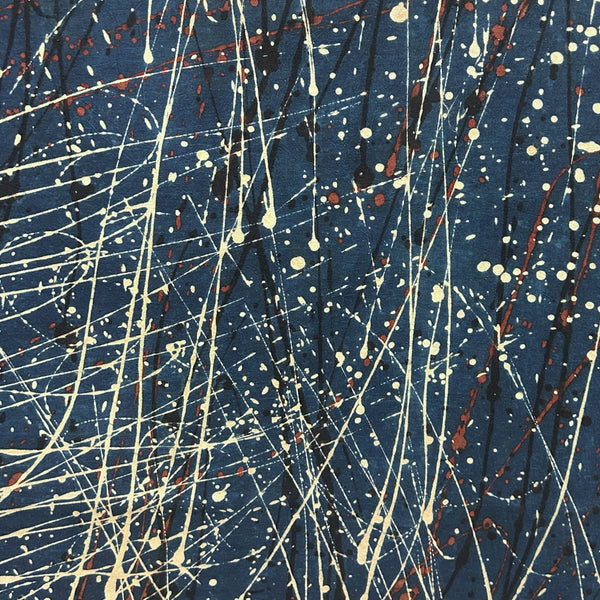 Ajrakh Blue Brush Hand Block Printed Fabric