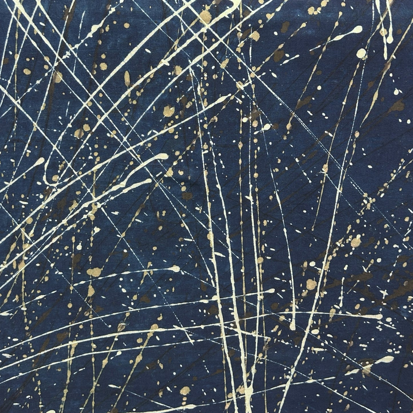 Ajrakh Blue Brush Hand Block Printed Fabric