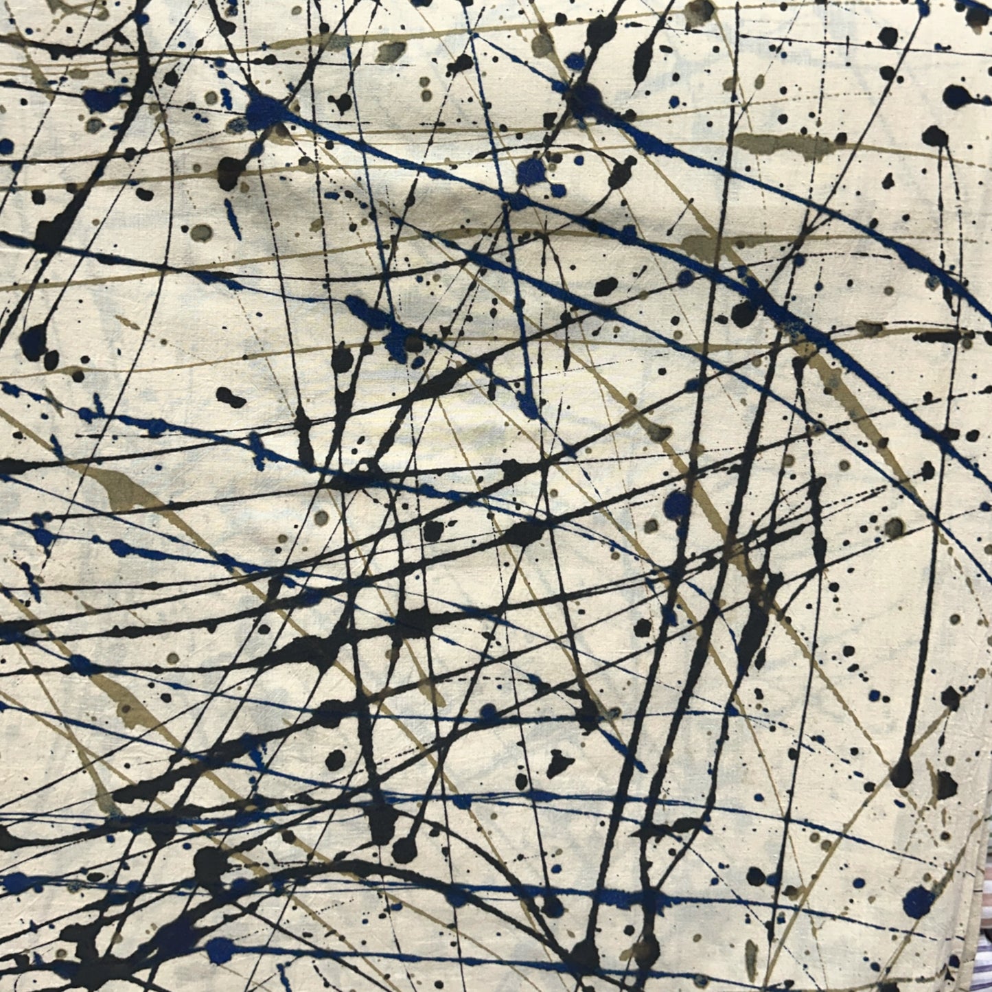 Ajrakh Cream Brush Hand Block Printed Fabric