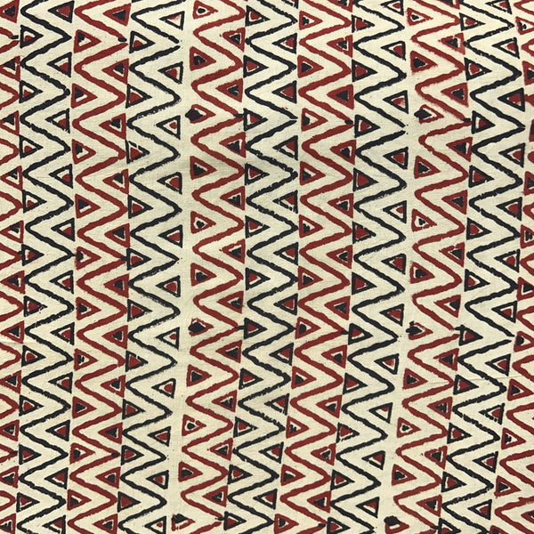 Vegetable Cream Triangle Hand Block Printed Fabric