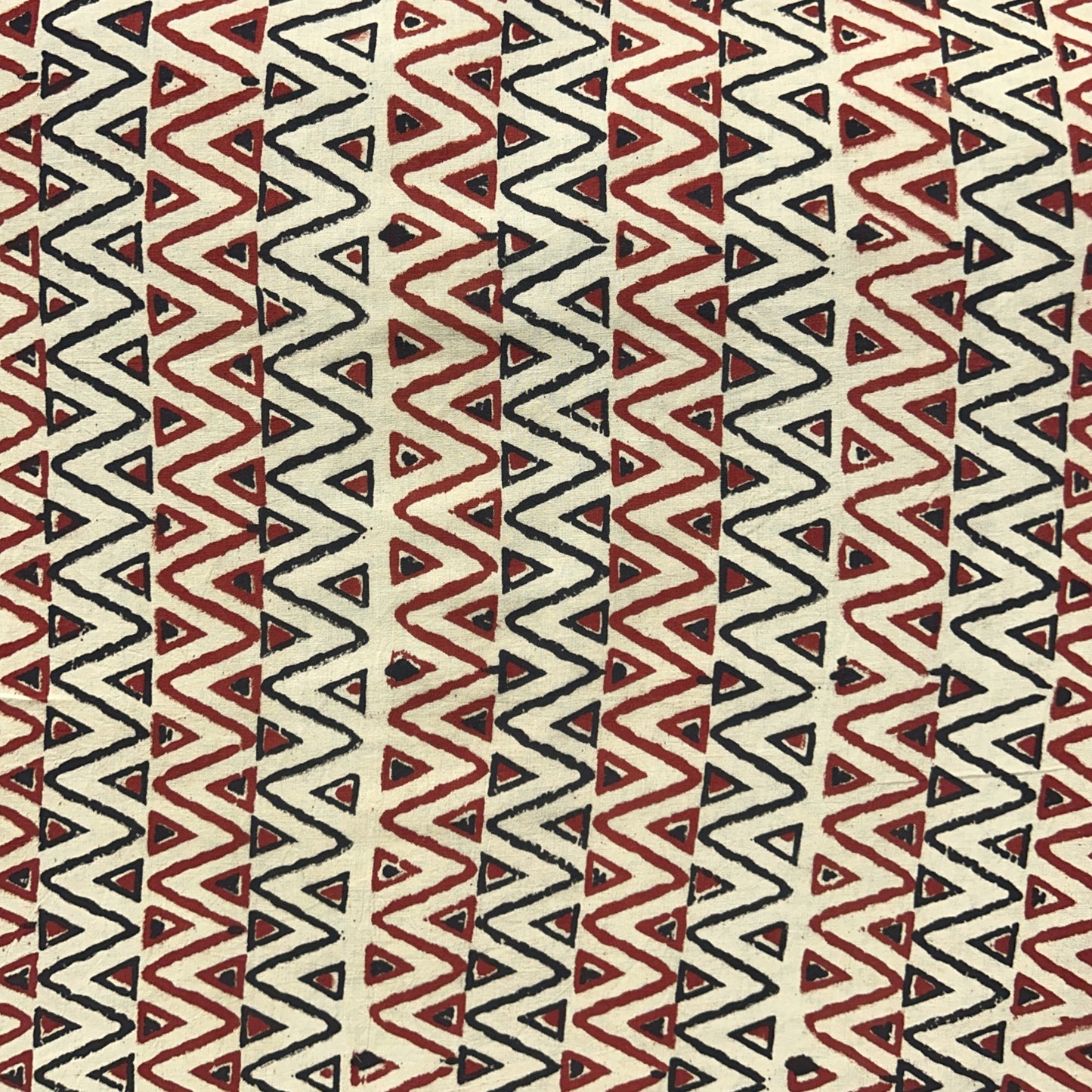 Vegetable Cream Triangle Hand Block Printed Fabric