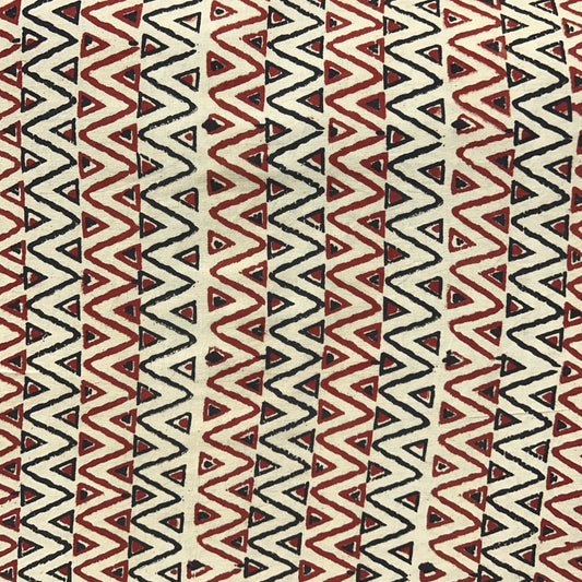 Vegetable Cream Triangle Hand Block Printed Fabric