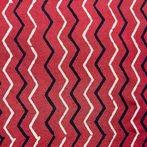 Vegetable Red Geometric Hand Block Printed Fabric