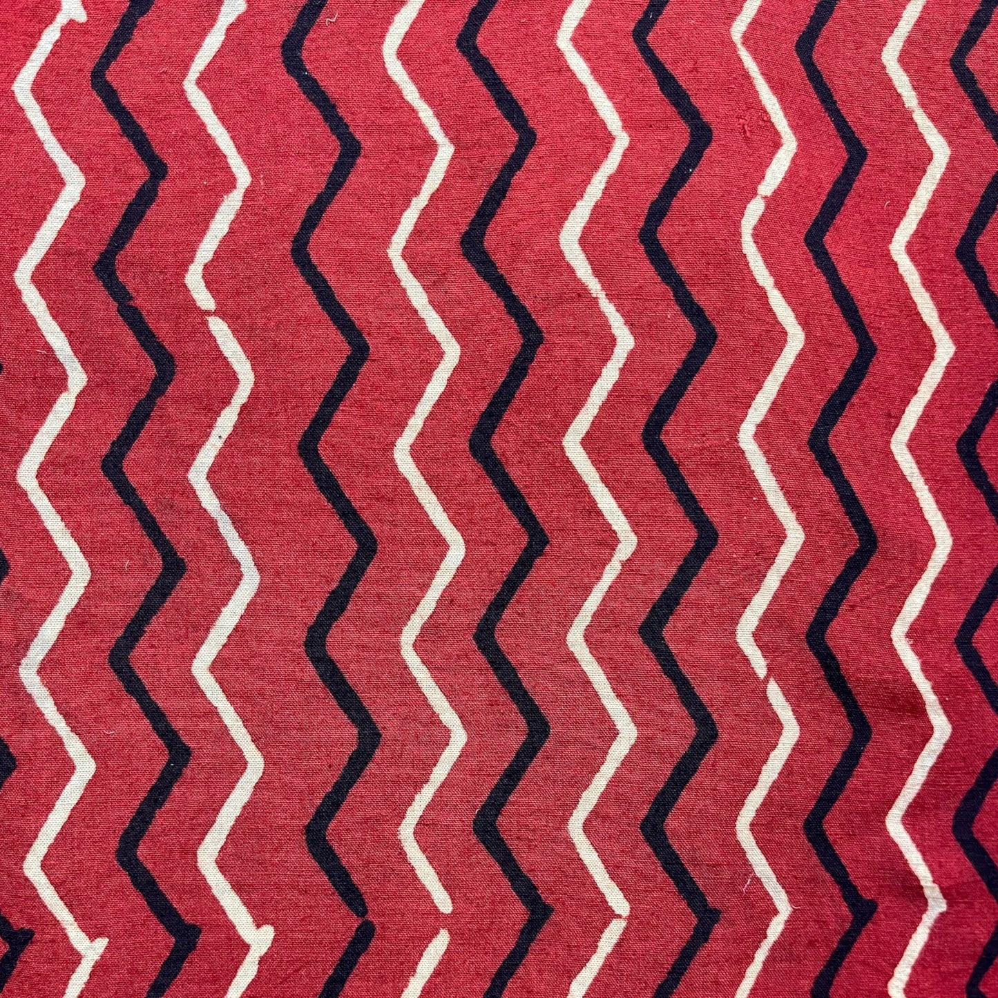 Vegetable Red Geometric Hand Block Printed Fabric