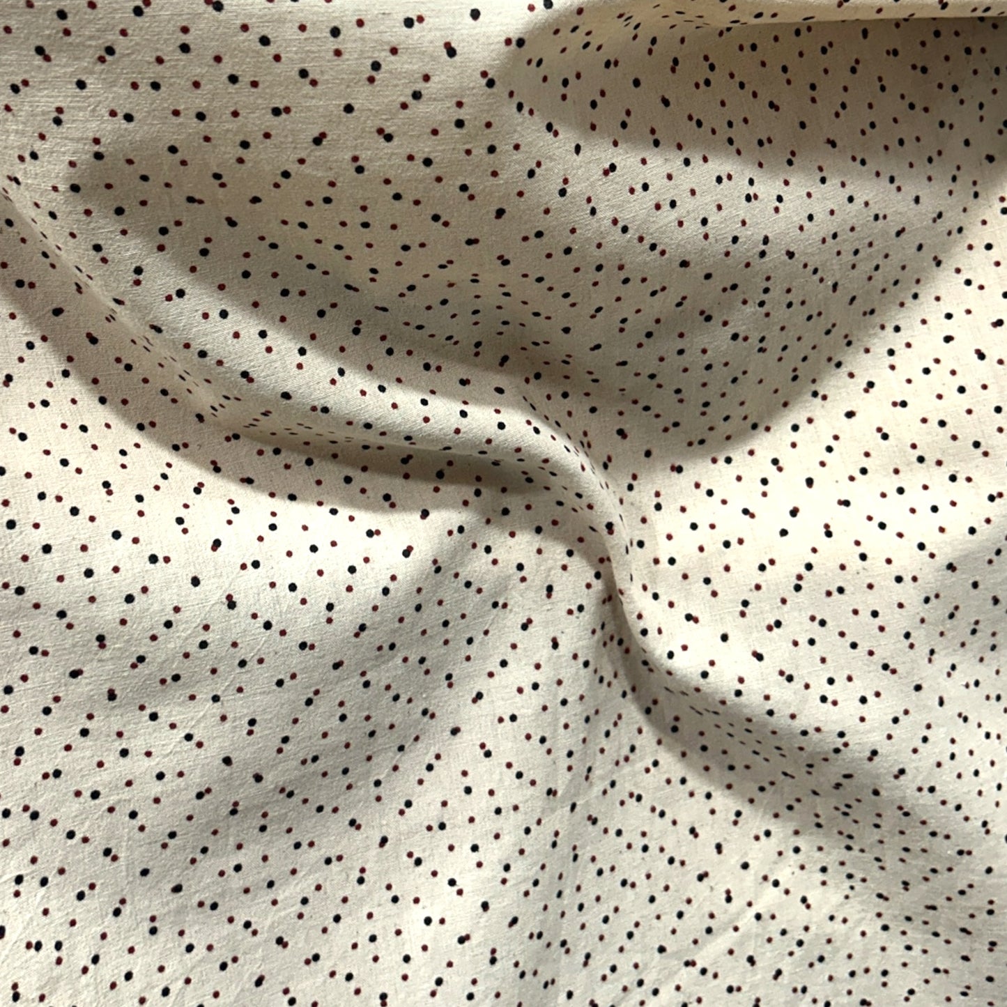 Vegetable Cream Dots Hand Block Printed Fabric