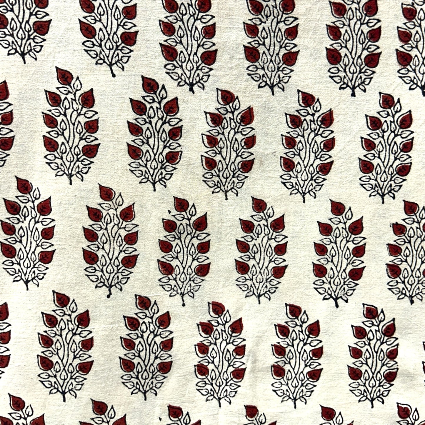 Vegetable Cream Floral Hand Block Printed Fabric