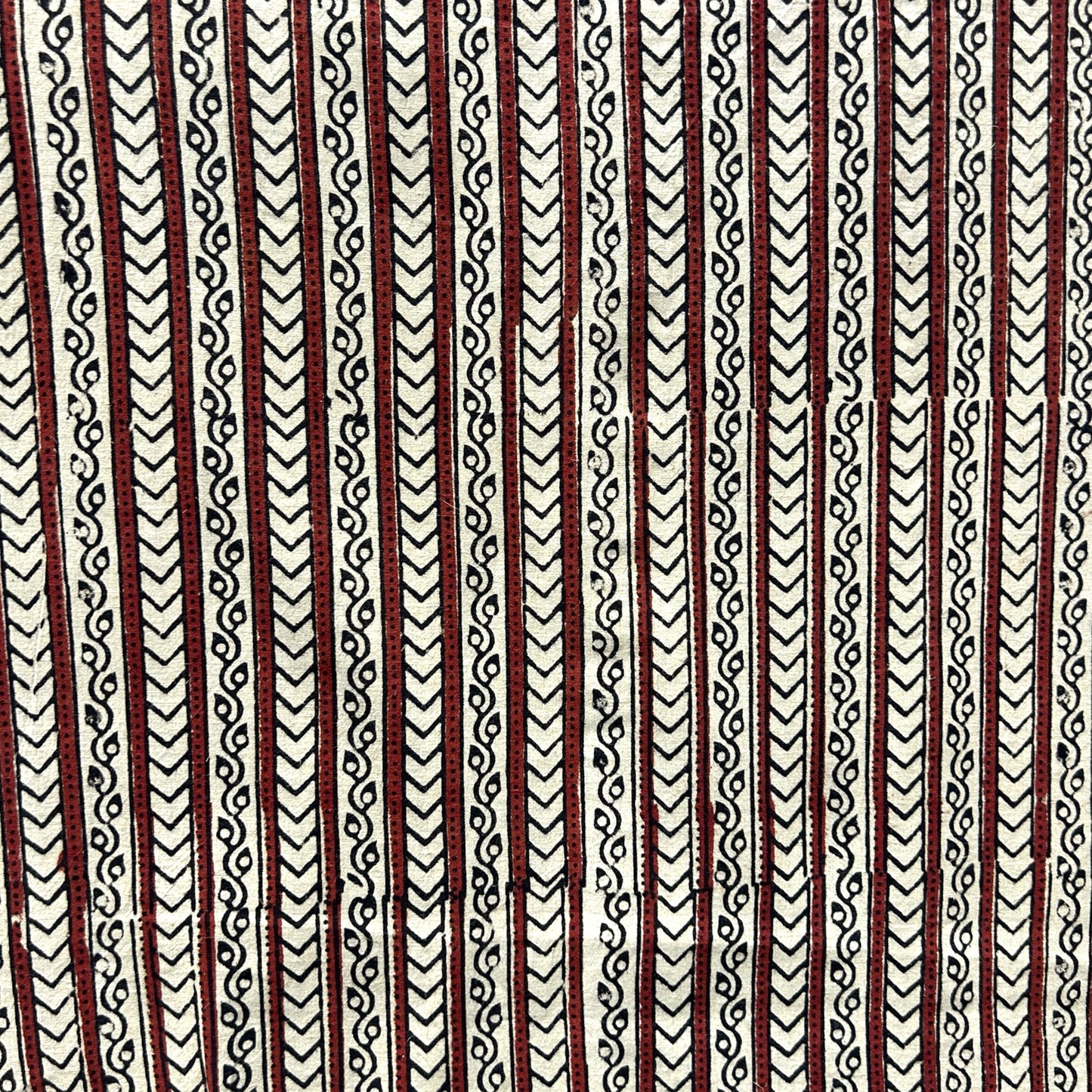 Vegetable Cream Stripes Hand Block Printed Fabric