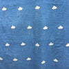 Dabu Blue Floral Slub Cotton Hand Block Printed Fabric