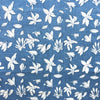 Dabu Blue Floral Slub Cotton Hand Block Printed Fabric