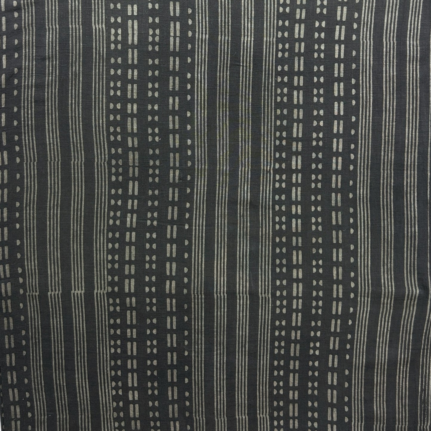 Dabu Brown Stripes Slub Cotton Hand Block Printed Fabric