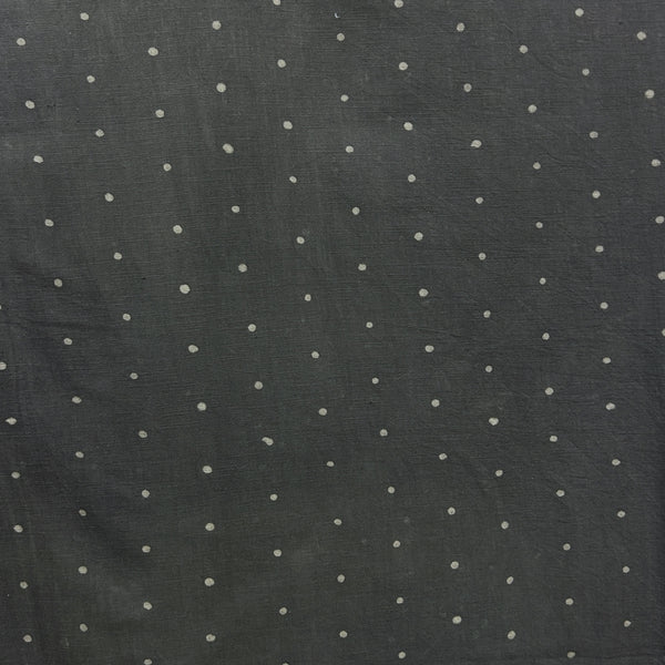 Dabu Brown Polka Dot Slub Cotton Hand Block Printed Fabric