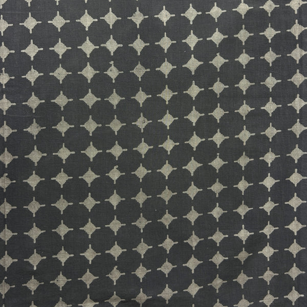Dabu Brown Geometric Slub Cotton Hand Block Printed Fabric