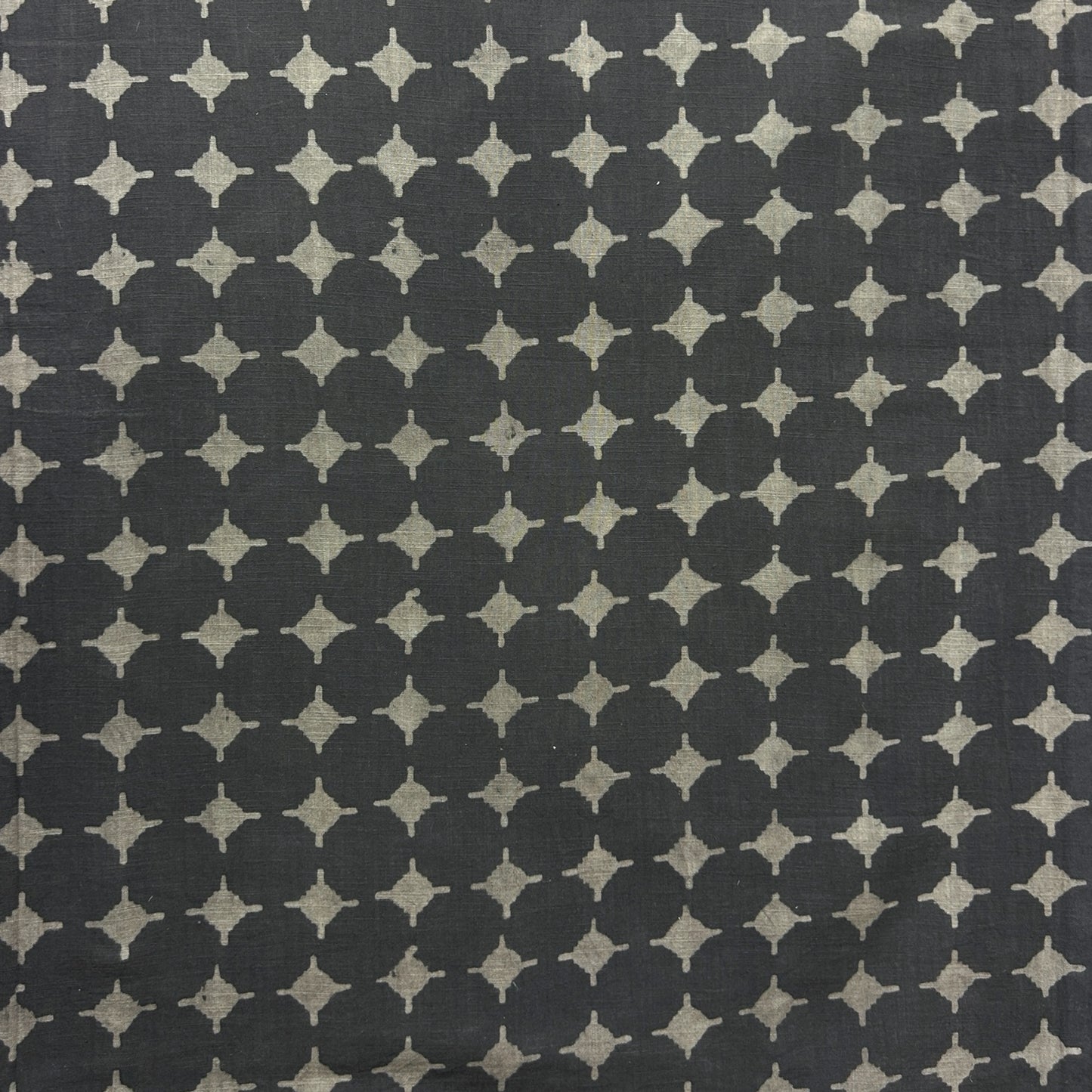 Dabu Brown Geometric Slub Cotton Hand Block Printed Fabric