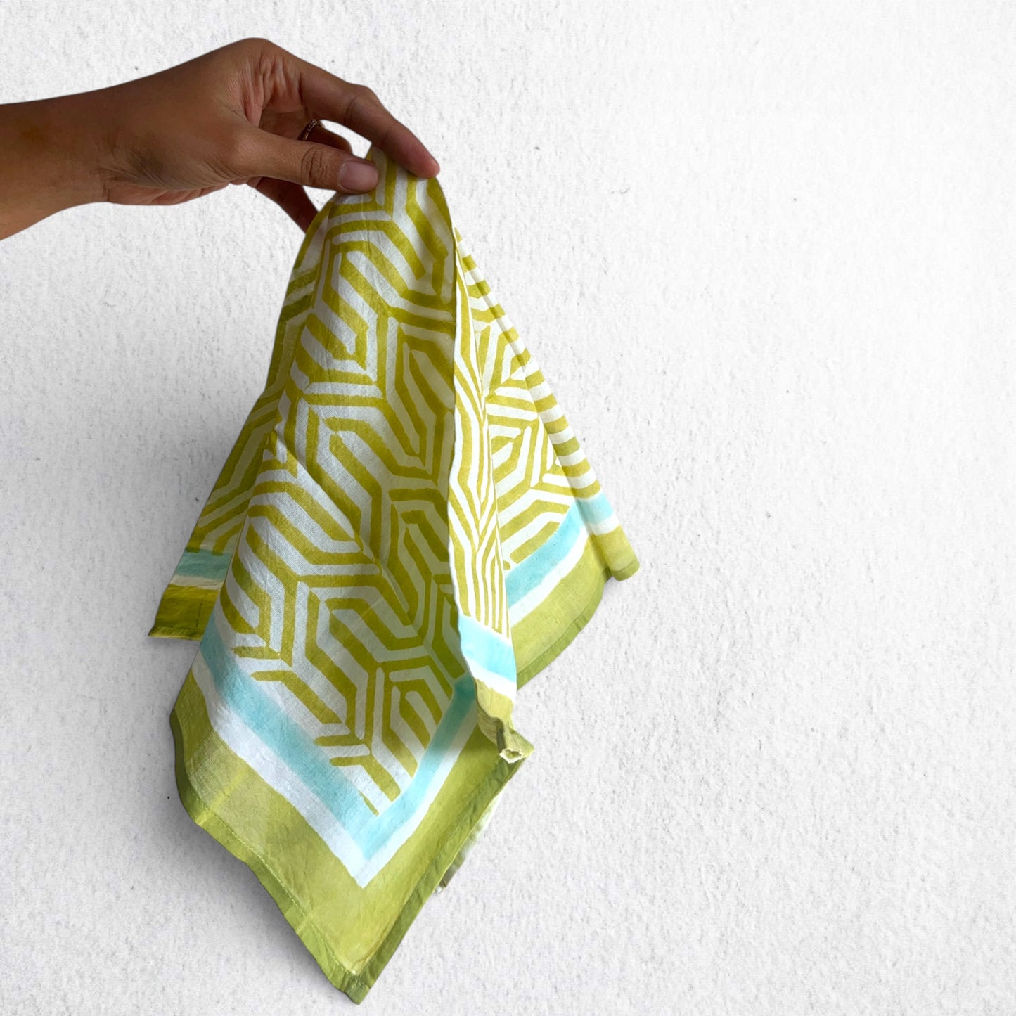 Green Hand Block Printed Bandana