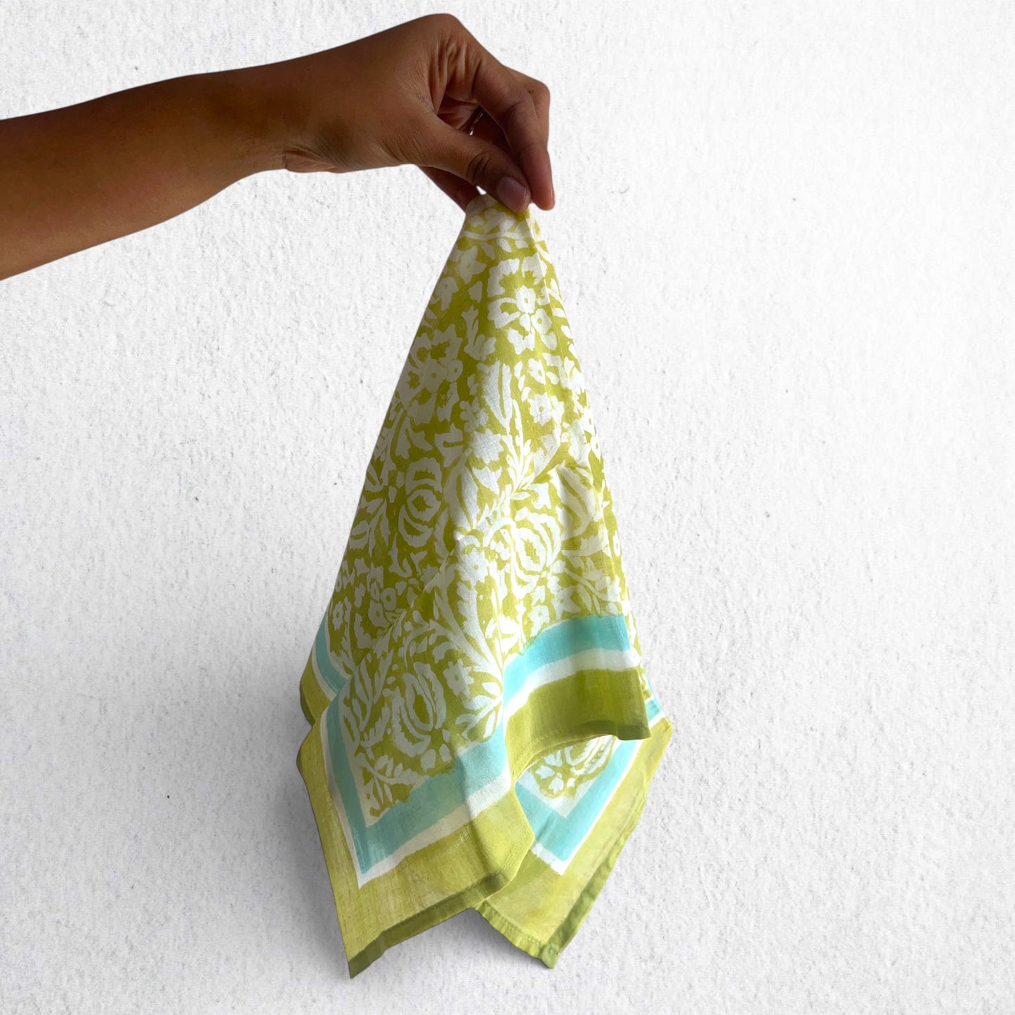 Green Hand Block Printed Bandana