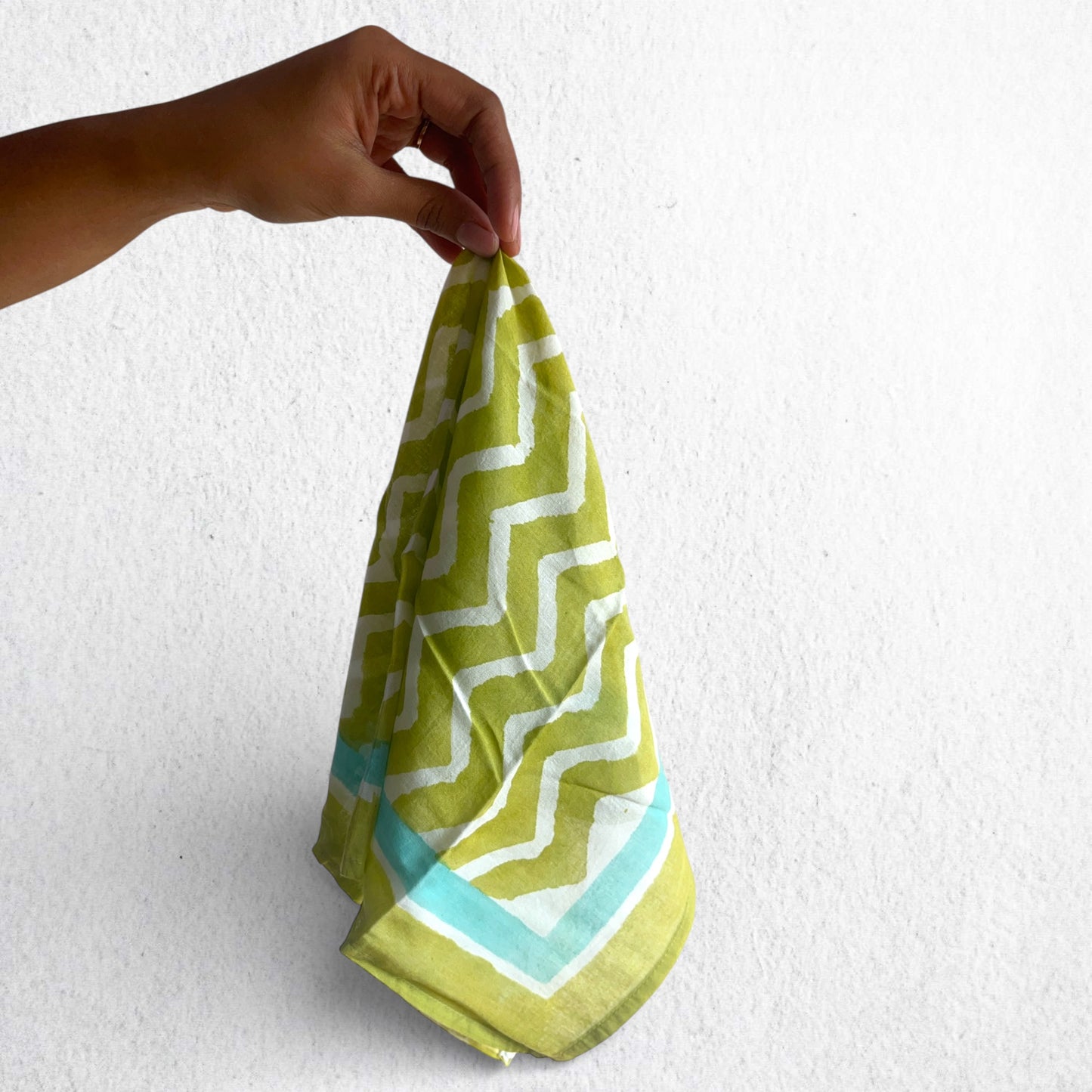 Green Hand Block Printed Bandana