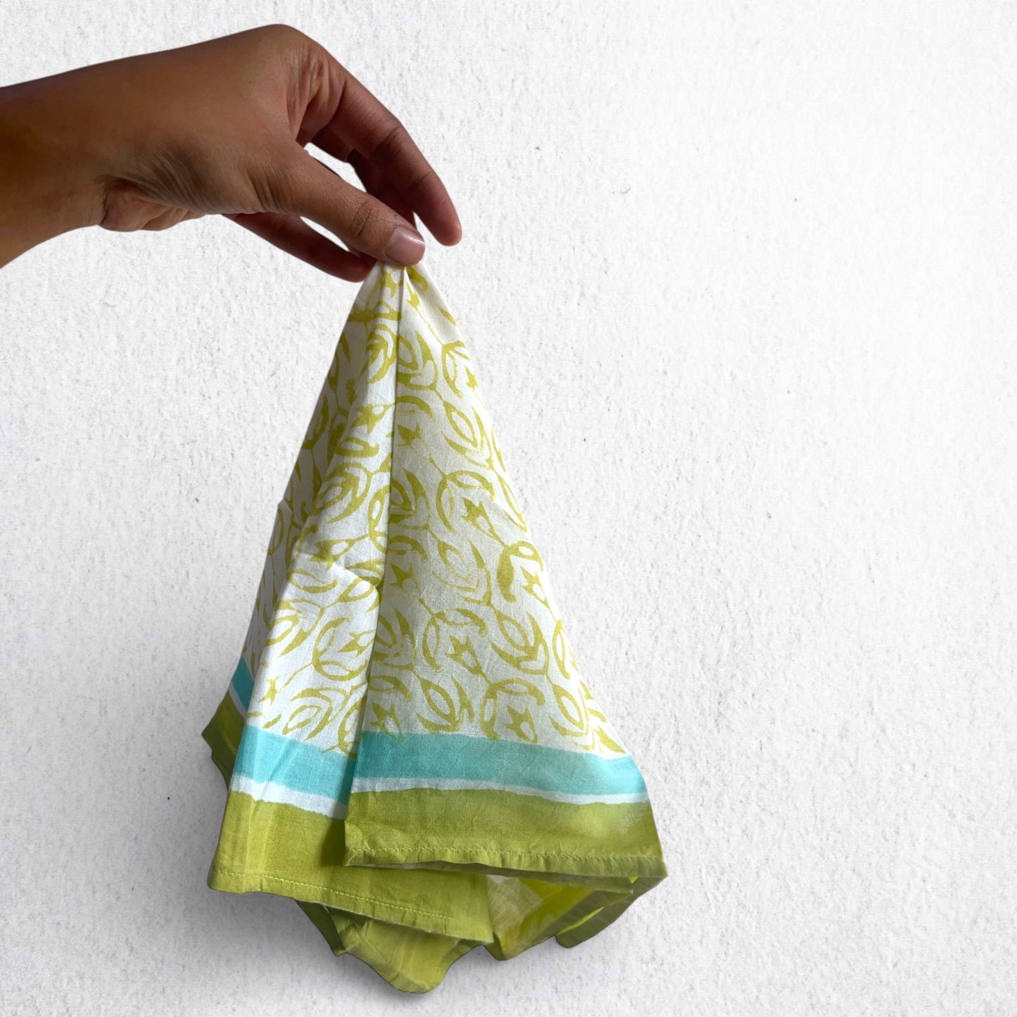 Green Hand Block Printed Bandana