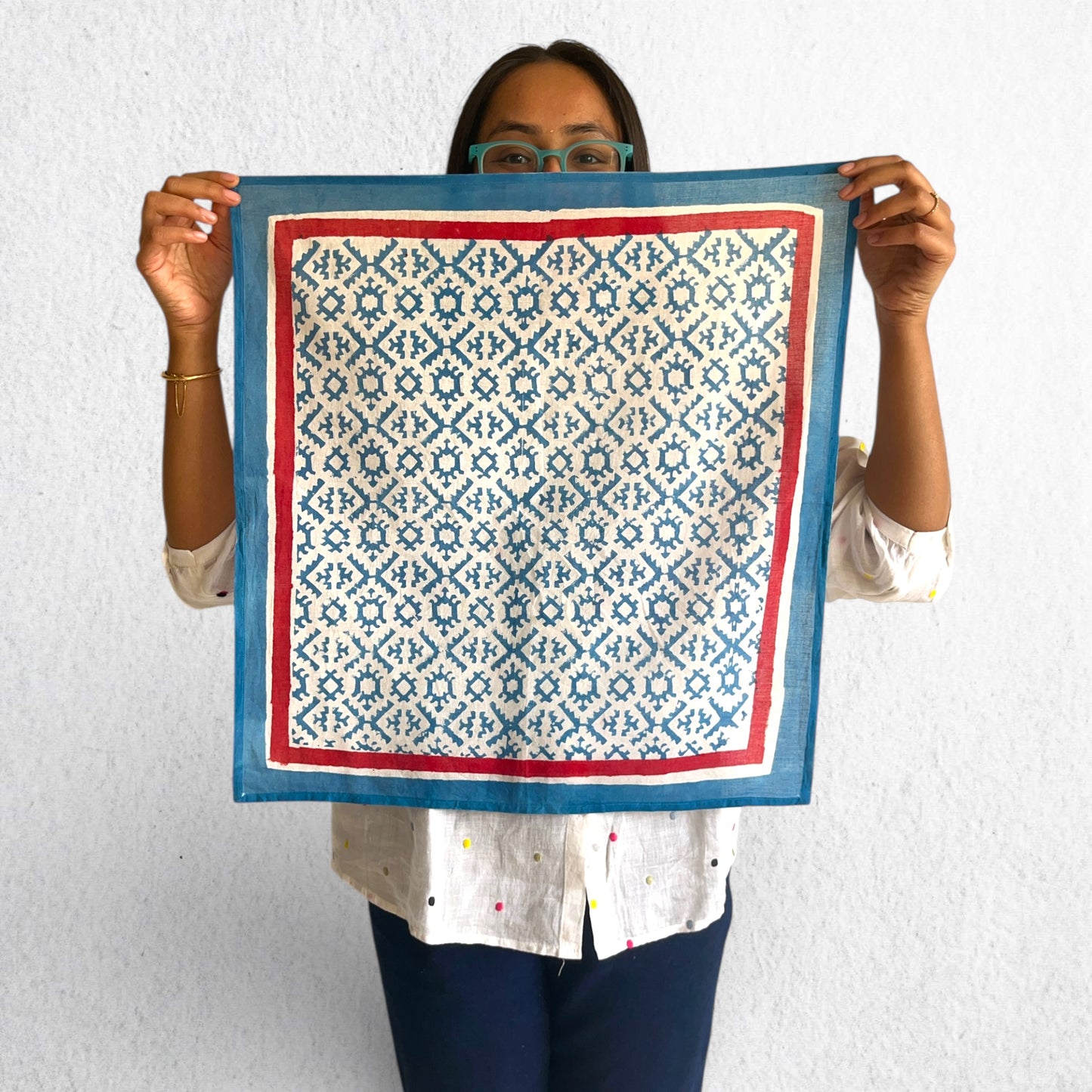 Blue Hand Block Printed Bandana