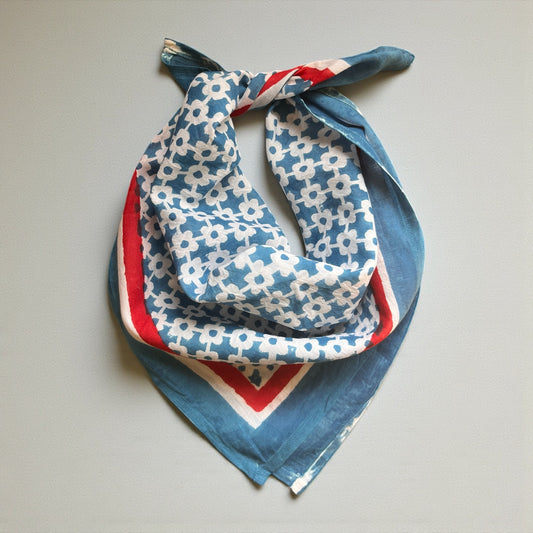 Blue Hand Block Printed Bandana