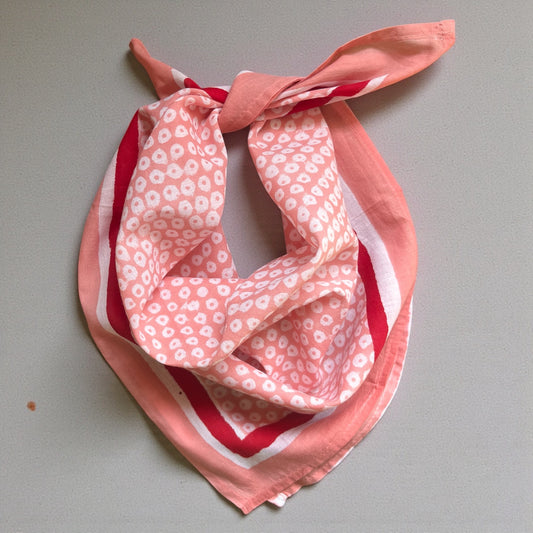 Peach Hand Block Printed Bandana