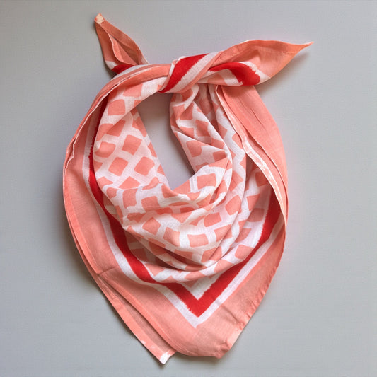Peach Hand Block Printed Bandana