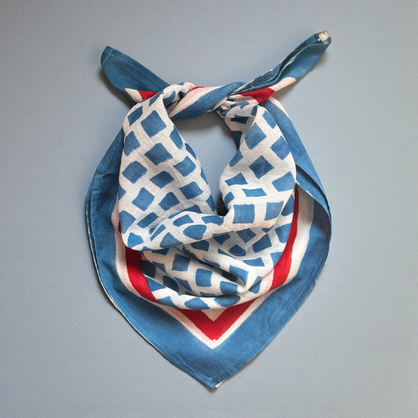 Blue Hand Block Printed Bandana