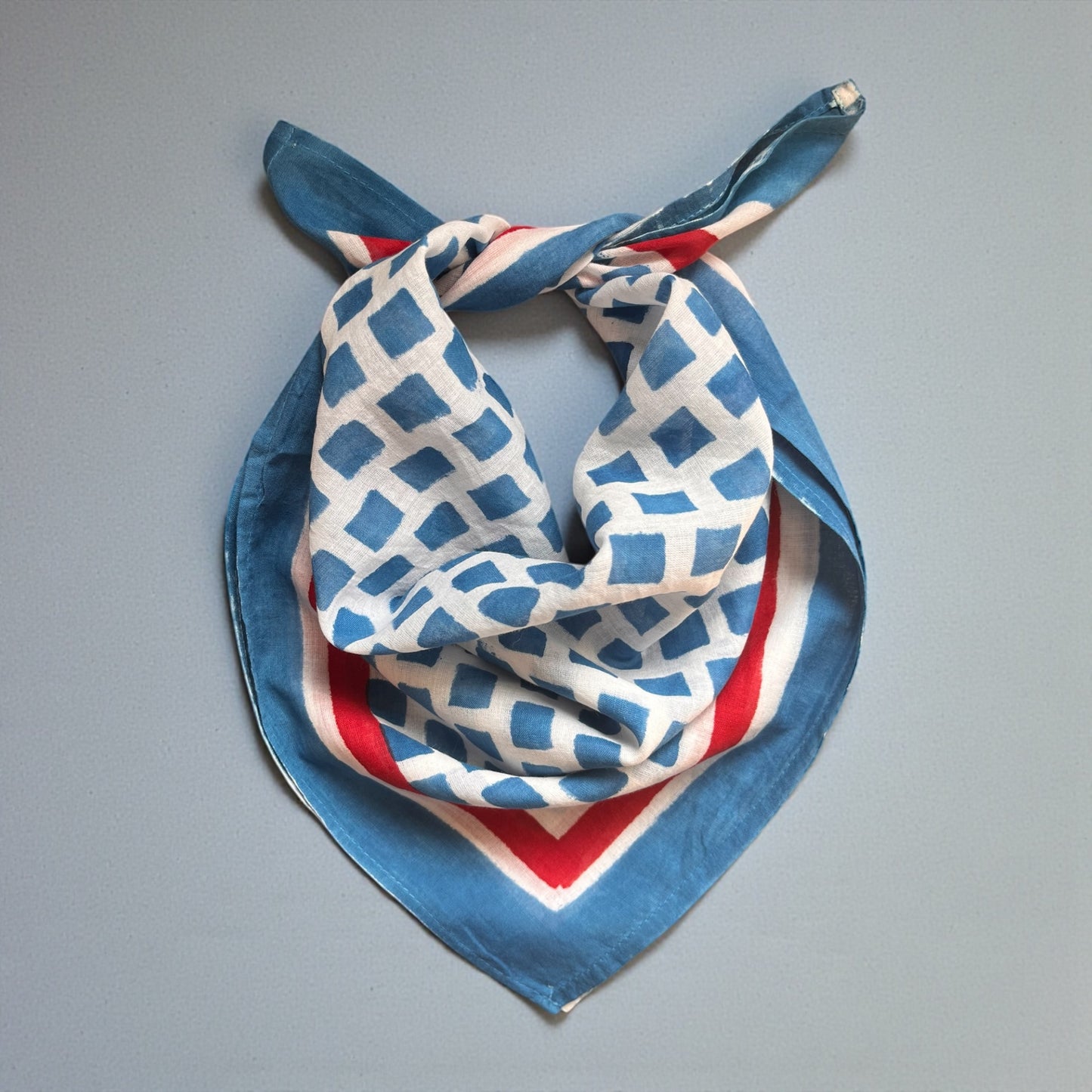 Blue Hand Block Printed Bandana