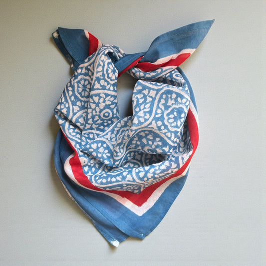 Blue Hand Block Printed Bandana
