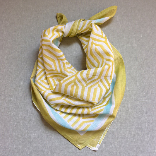 Green Hand Block Printed Bandana