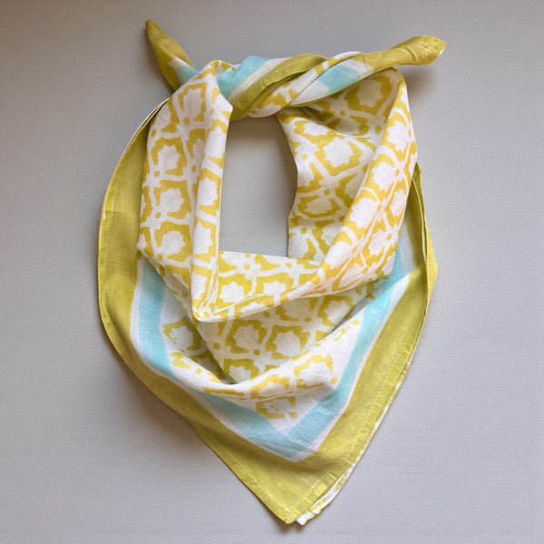 Green Hand Block Printed Bandana