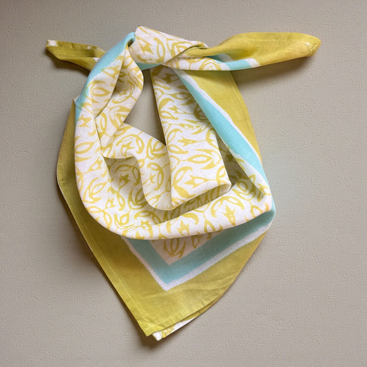 Green Hand Block Printed Bandana