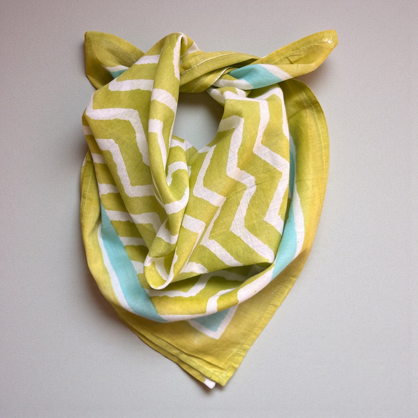 Green Hand Block Printed Bandana