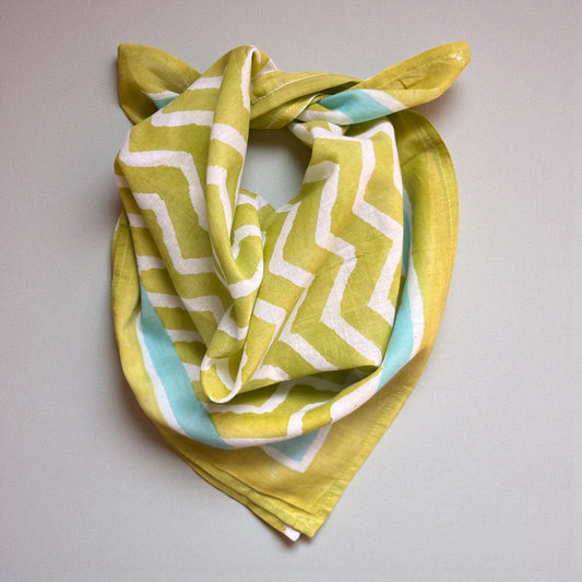 Green Hand Block Printed Bandana