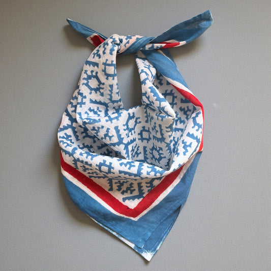 Blue Hand Block Printed Bandana