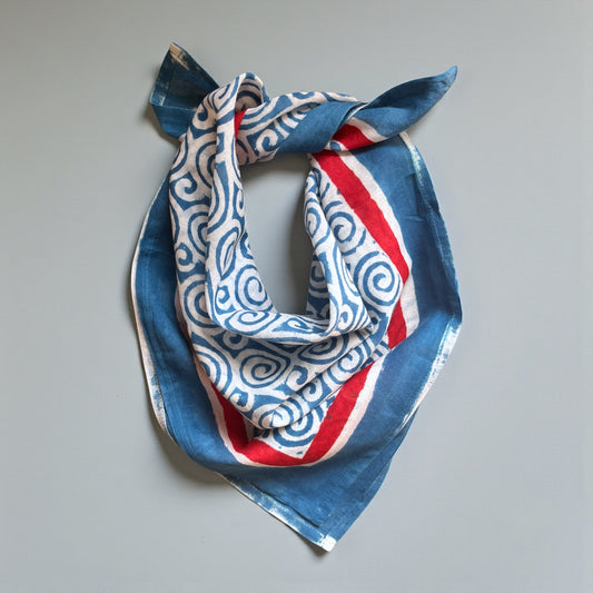 Blue Hand Block Printed Bandana