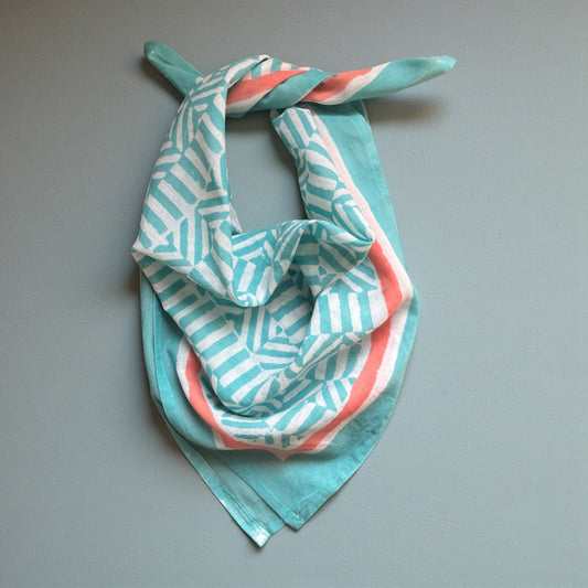 Blue Hand Block Printed Bandana