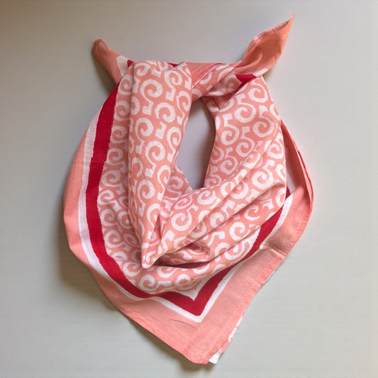 Peach Hand Block Printed Bandana