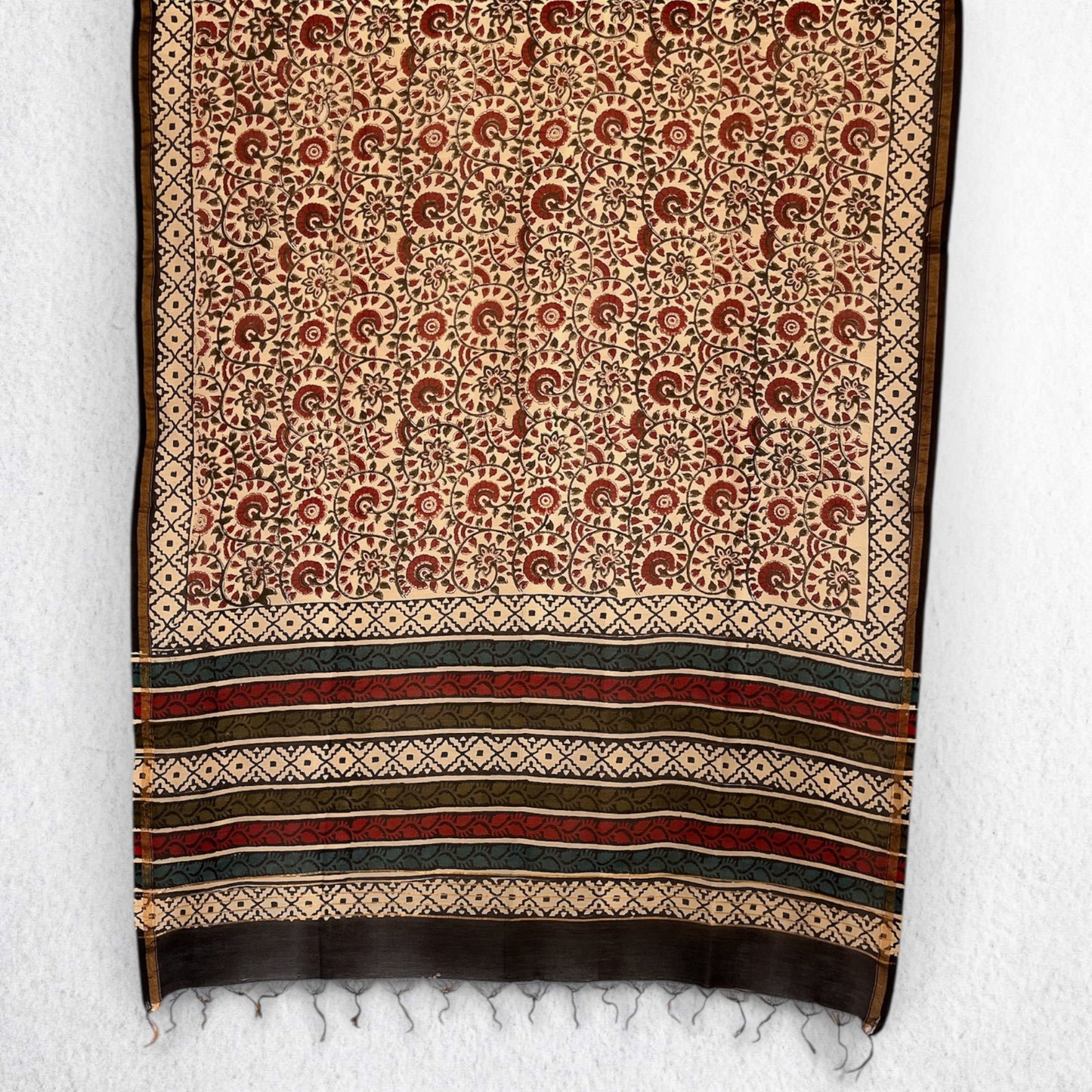 Bagru Hand Block Printed Chanderi Dupatta