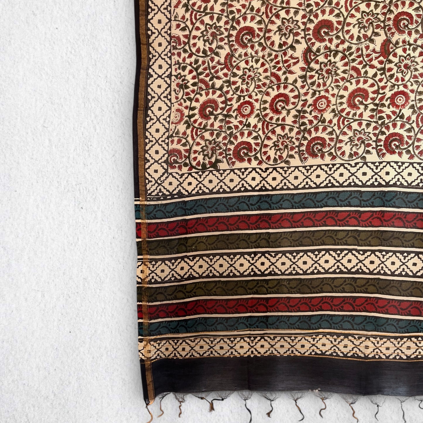 Bagru Hand Block Printed Chanderi Dupatta